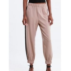 Zara blush high waist joggers black mesh side stripe elastic ankle size small